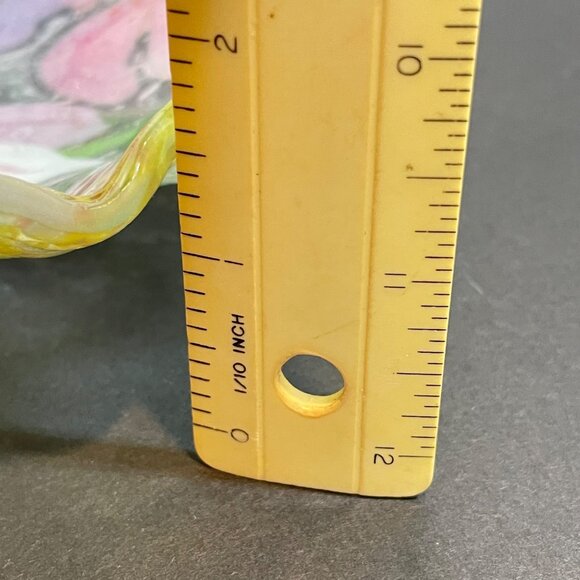 Fused Glass Floral Bowl Handmade Lily Design Colorful Decorative Plate 8.5" sign - Picture 8 of 8